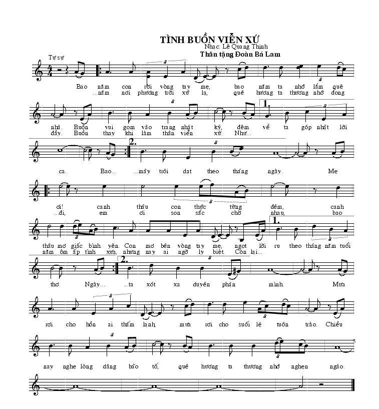 Sheet nhạc Tình Buồn Viễn Xứ